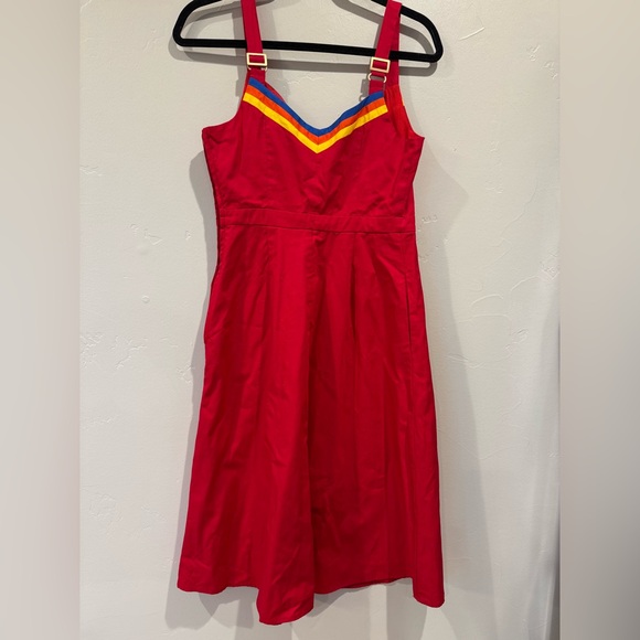 Modcloth Verve Red Rainbow Dress Womens Size 6 NEW WITH TAGS - Picture 3 of 8
